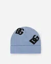 Dolce & Gabbana Wool Jacquard Hat With Dg Logo In Azure