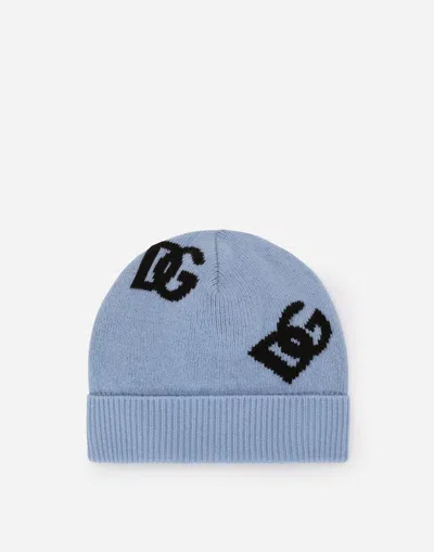 DOLCE & GABBANA WOOL JACQUARD HAT WITH DG LOGO