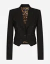 Dolce & Gabbana Spencer Jacquard Wool Blazer In Black
