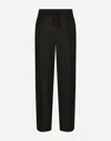 Dolce & Gabbana Silk Jogging Pants With Dg Embroidered Patch In Grey