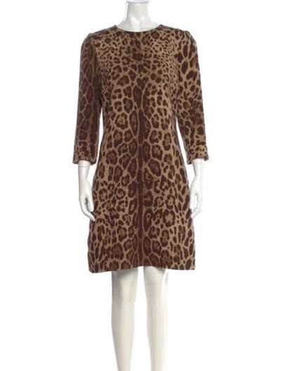 Pre-owned Dolce & Gabbana Wool Knee-length Dress In Brown