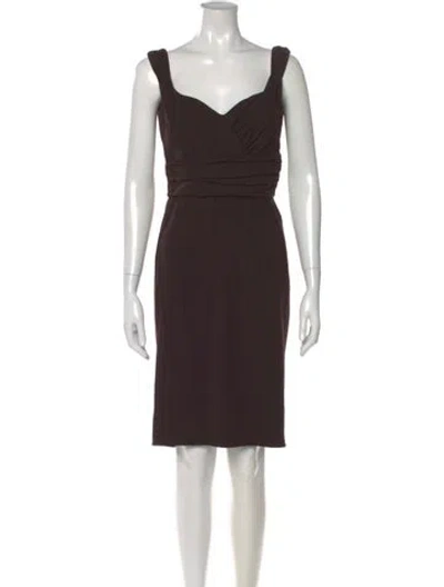 Pre-owned Dolce & Gabbana Wool Knee-length Dress In Brown