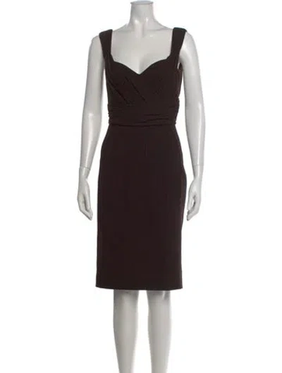 Pre-owned Dolce & Gabbana Wool Knee-length Dress In Brown