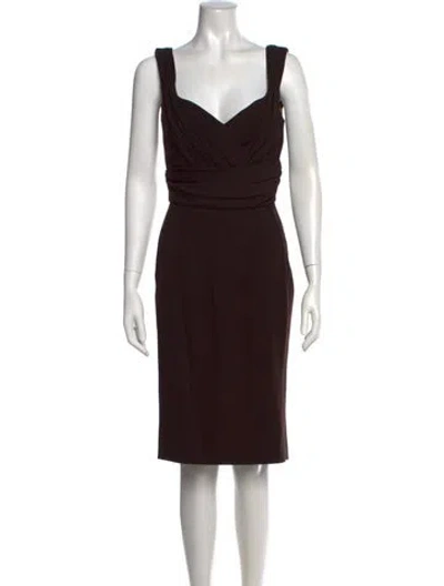 Pre-owned Dolce & Gabbana Wool Knee-length Dress In Brown