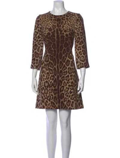 Pre-owned Dolce & Gabbana Wool Knee-length Dress In Neutral
