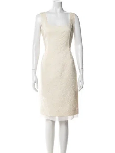 Pre-owned Dolce & Gabbana Wool Knee-length Dress In Neutral