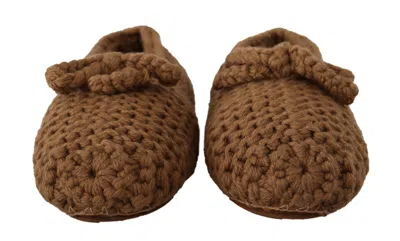 Dolce & Gabbana Wool Knit Ballerina Flat In Brown