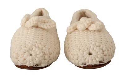 Dolce & Gabbana Wool Knit Ballerina Flat In White