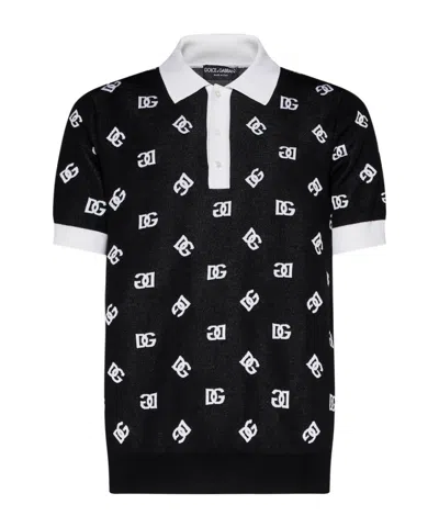 Dolce & Gabbana Wool Knitted Polo Shirt In Black