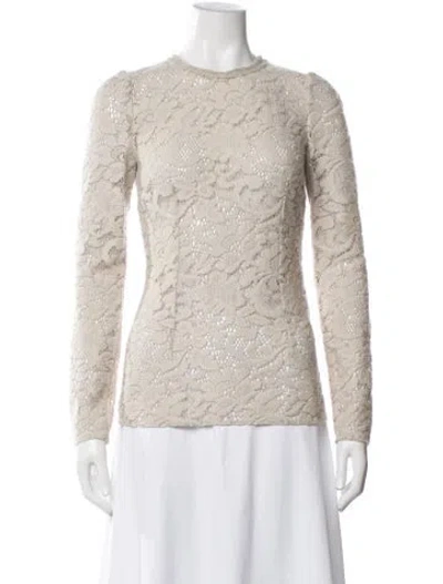 Pre-owned Dolce & Gabbana Wool Lace Pattern Sweater In Neutrals