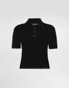 Dolce & Gabbana Wool Lace-stitch Polo-shirt In Black