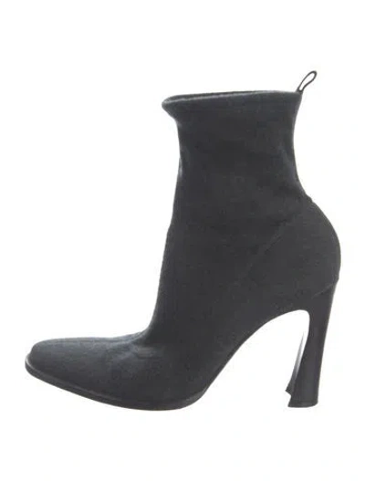 Pre-owned Dolce & Gabbana Wool Leather Trim Embellishment Boots In Blue