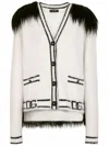Dolce & Gabbana Logo Striped Trim Cardigan W/ Faux-fur Back In White