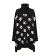 Dolce & Gabbana Wool Poncho With Jacquard Dg Logo