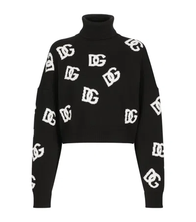 DOLCE & GABBANA WOOL LOGO ROLLNECK SWEATER