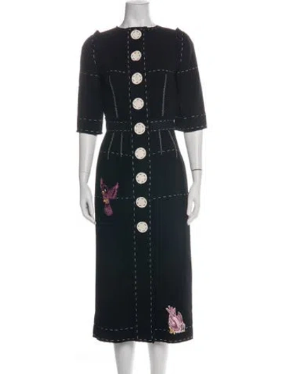 Pre-owned Dolce & Gabbana Wool Long Dress In Black