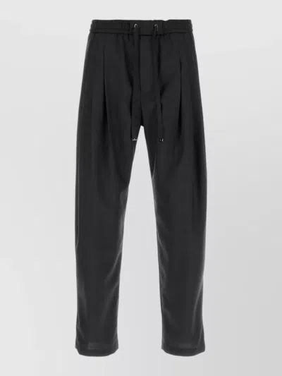 Dolce & Gabbana Men Dark Grey Drawstring Pants In Black