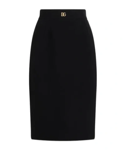 DOLCE & GABBANA DOLCE  GABBANA DG LOGO PLAQUE MIDI PENCIL SKIRT