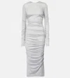 Dolce & Gabbana Draped Wool Jersey Calf-length Dress In Grey