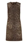 Dolce & Gabbana Jacquard Leopard Wool Midi Dress In Leopardo