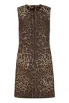 Dolce & Gabbana Jacquard Leopard Wool Midi Dress In Multicolor