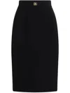 Dolce & Gabbana Black Wool Pencil Midi Skirt In Schwarz