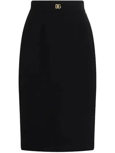 DOLCE & GABBANA WOOL MIDI PENCIL SKIRT - WOMEN'S - SPANDEX/ELASTANE/VIRGIN WOOL/SILK