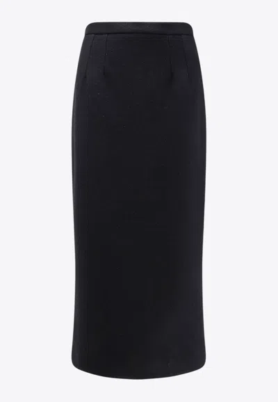 Dolce & Gabbana Wool Midi Pencil Skirt In Black