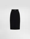 Dolce & Gabbana Wool Midi Pencil Skirt With Dg Logo In Black