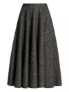 Dolce & Gabbana Midi Circle Skirt In A Dotted Wool Blend In Black