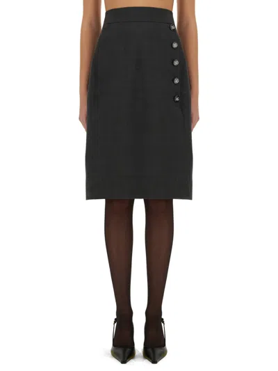 Dolce & Gabbana Wool Midi Skirt In Grey