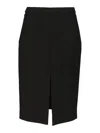 Dolce & Gabbana Midi Skirt In Virgin Wool Blend With Slit Detail In Black