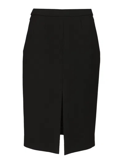 Dolce & Gabbana Wool Midi Skirt With Slit Skirts Black