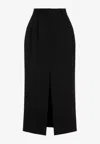 Dolce & Gabbana Wool Midi Tuxedo Pencil Skirt In Black