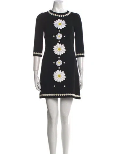 Pre-owned Dolce & Gabbana Wool Mini Dress In Black