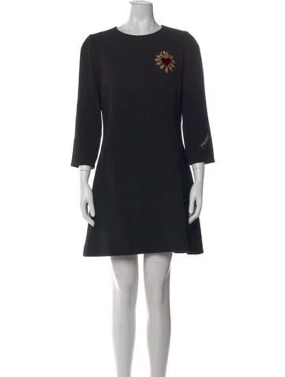 Pre-owned Dolce & Gabbana Wool Mini Dress In Black