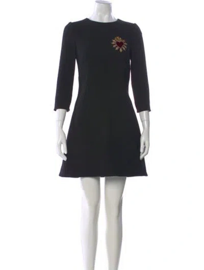Pre-owned Dolce & Gabbana Wool Mini Dress In Black