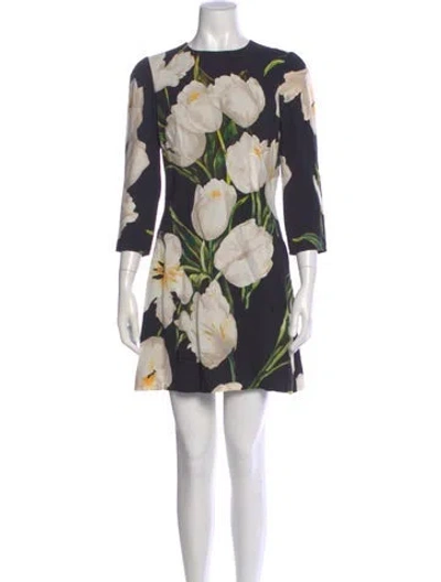 Pre-owned Dolce & Gabbana Wool Mini Dress In Blue