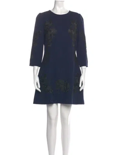 Pre-owned Dolce & Gabbana Wool Mini Dress In Blue