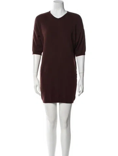 Pre-owned Dolce & Gabbana Wool Mini Dress In Brown