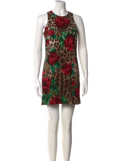 Pre-owned Dolce & Gabbana Wool Mini Dress In Brown