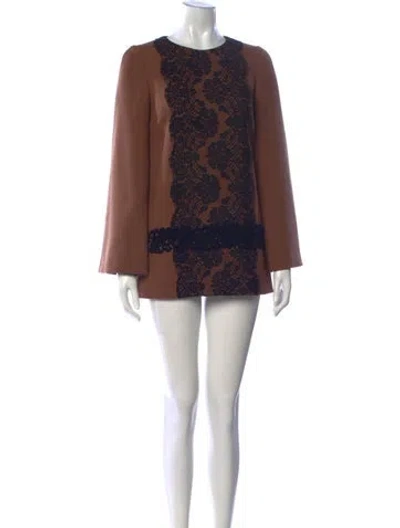 Pre-owned Dolce & Gabbana Wool Mini Dress In Brown