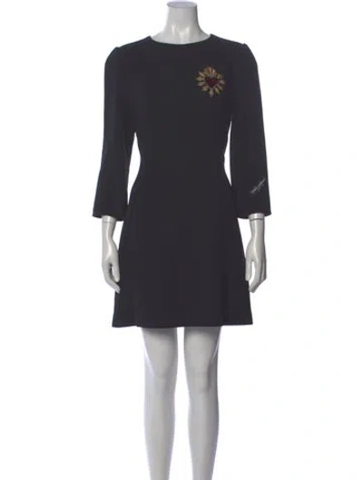 Pre-owned Dolce & Gabbana Wool Mini Dress In Gray