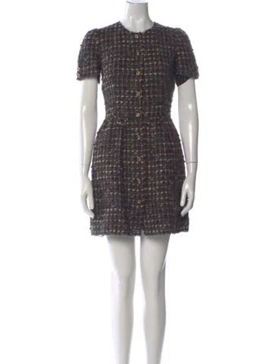 Pre-owned Dolce & Gabbana Wool Mini Dress In Gray