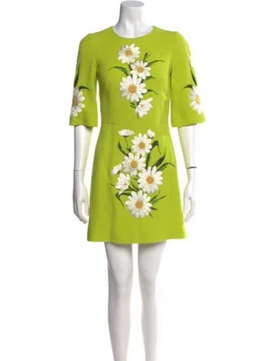 Pre-owned Dolce & Gabbana Wool Mini Dress In Green