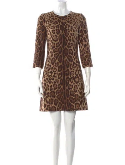 Pre-owned Dolce & Gabbana Wool Mini Dress In Neutral