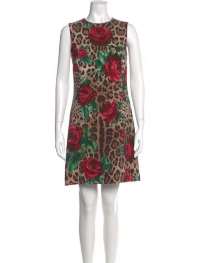 Pre-owned Dolce & Gabbana Wool Mini Dress In Neutral