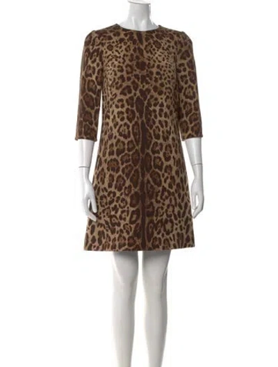 Pre-owned Dolce & Gabbana Wool Mini Dress In Neutral