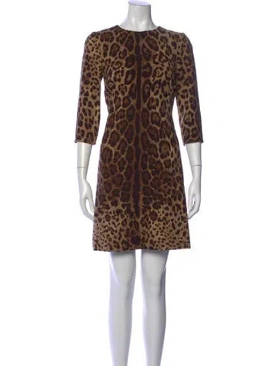 Pre-owned Dolce & Gabbana Wool Mini Dress In Neutral