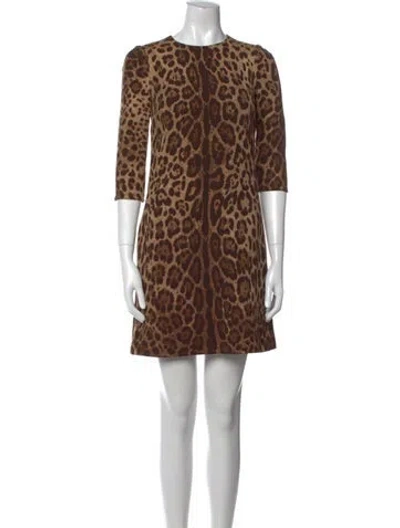 Pre-owned Dolce & Gabbana Wool Mini Dress In Neutral